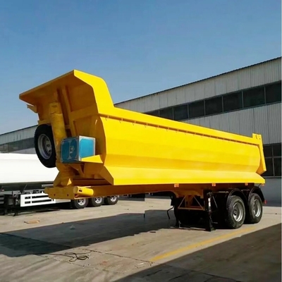 Semi-remorque à décharge avec système de suspension en acier en forme de rectangle avec bascule arrière