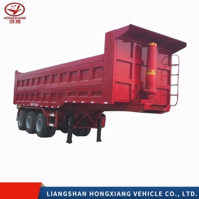 4 essieux Rectangle hydraulique en forme de bout arrière Dump semi-camion remorque avec 500 mm faisceau principal