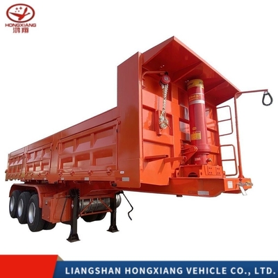 4 essieux Rectangle hydraulique en forme de bout arrière Dump semi-camion remorque avec 500 mm faisceau principal