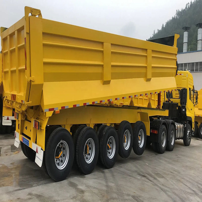 Mètre cube hydraulique arrière en forme de U 4 essieux remorques à décharger Fin remorque à bascule 1