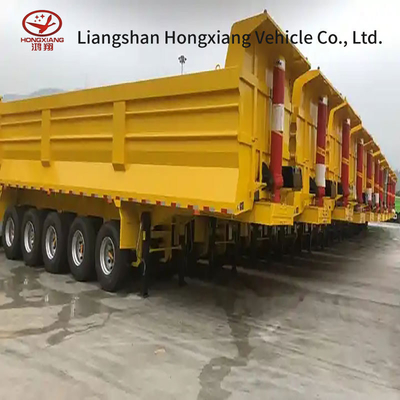 Semi-remorque à décharge arrière à jambe d'atterrissage manuelle pour la construction de routes au Ghana, Afrique de l'Ouest