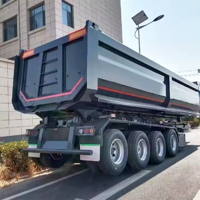 80 tonnes 4 essieux en forme de U remorque à décharge 45cbm semi-remorque à bascule pour l'agrégat