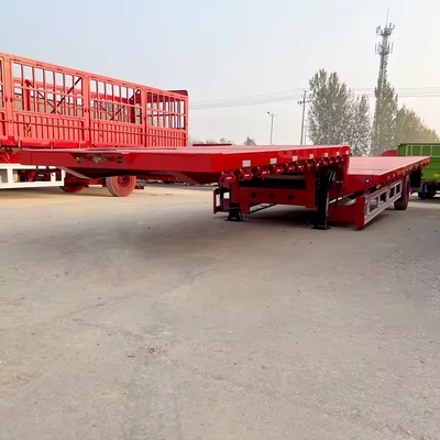 Camion semi-remorque à lit bas à 3 essieux de 100 t avec ascenseur hydraulique et col de poule