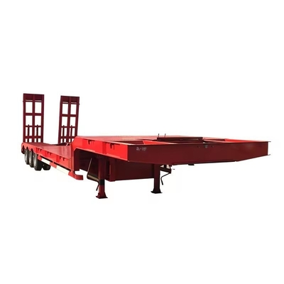 Camion semi-remorque à lit bas à 3 essieux de 100 t avec ascenseur hydraulique et col de poule
