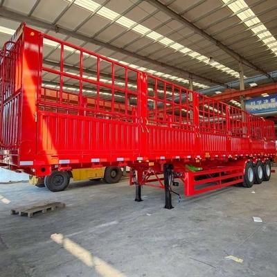 Transports légers de bovins/chevaux/ovins 3 essieux Semi-remorque à pile et clôture en acier