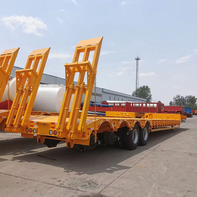 12 Pneus 4 essieux 60 tonnes Grand remorque extensible à lit bas remorque amovible à cou de poule