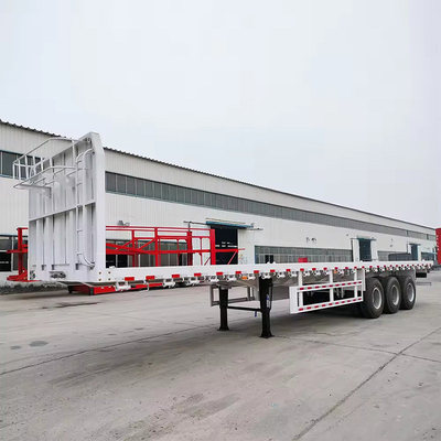 Fabrique une remorque à lit plat et semi-basse à 3 essieux 40 FT avec matériau en fer