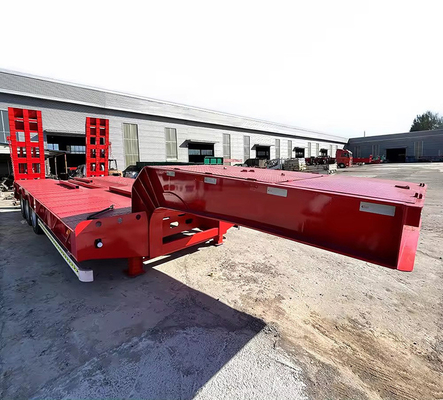 60 80 100 Tonne Cou de poule Détachable Chargeur bas Lowboy Camion à plat à plat à bas Semi-remorque