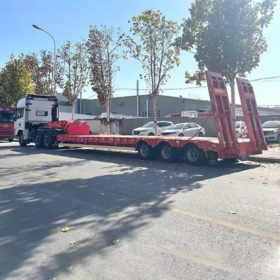 Pièce d'atterrissage manuelle 5 essieux 80 tonnes remorque à charge basse pour transporter une grue