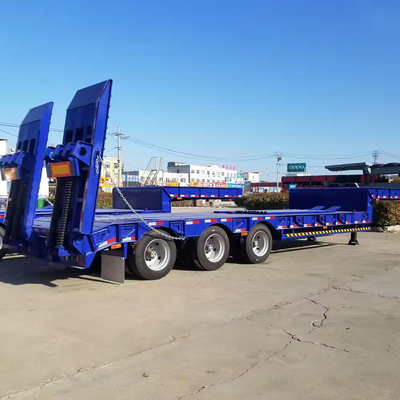 Équipement de transport lourd Lowboy de 100 tonnes 4 essieux Semi-remorque à roues basses avec corps en fer