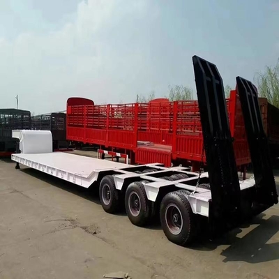 1 an de service après-vente 3 essieux 50t Lowbed Lowboy Low Flatbed Charger Drop Deck Trailer