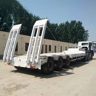 1 an de service après-vente 3 essieux 50t Lowbed Lowboy Low Flatbed Charger Drop Deck Trailer