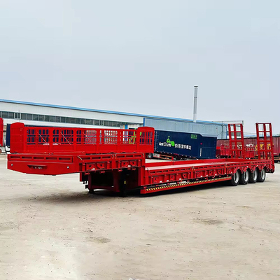 10 Nombre de pneus Lourd 3 essieux Lowboy 60 80 100 tonnes Semi-remorque à lit bas