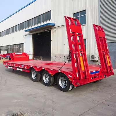 10 Nombre de pneus Lourd 3 essieux Lowboy 60 80 100 tonnes Semi-remorque à lit bas
