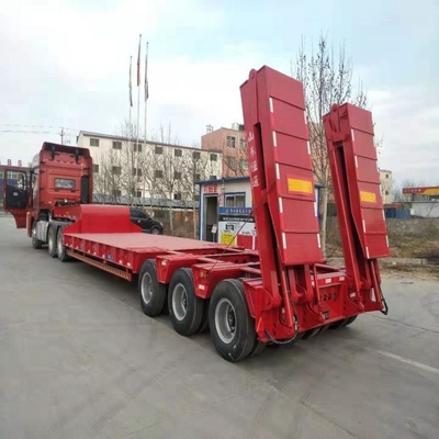 Camion bas de 20 pieds lit plat 40 pieds 40 pieds conteneur 40 pieds remorque plat 28t jambe d'atterrissage