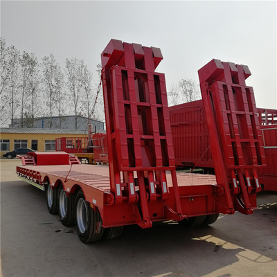4 essieux Lowboy Semi-remorque basse pour le transport de 60 70 80 tonnes avec une excavatrice