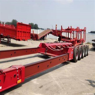 Semi-remorque à lit bas extensible à trois essieux de 60 tonnes / Semi-remorque à lit plat bas / Semi-remorque à camion bas