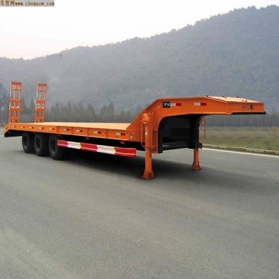 Semi-remorque à lit bas extensible à trois essieux de 60 tonnes / Semi-remorque à lit plat bas / Semi-remorque à camion bas