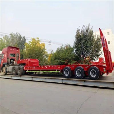 Lourd 3 essieux bas lit bas garçon semi-remorque à plat avec ascenseur hydraulique et cou de poule