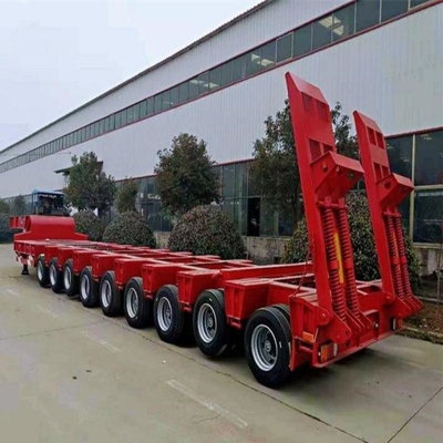 Type MacPherson Suspension 40 à 80 tonnes 4 essieux Téléscopique Semi-remorque à lit bas étendu