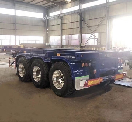 Container à quai de 20 et 40 pieds à 3 essieux à plateau, remorque de camion à squelette à longue durée de vie