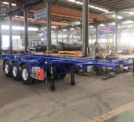 Container à quai de 20 et 40 pieds à 3 essieux à plateau, remorque de camion à squelette à longue durée de vie