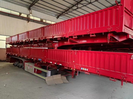 Container plat à 3 axes et semi-remorque à grande capacité pour camions polyvalents avec 1