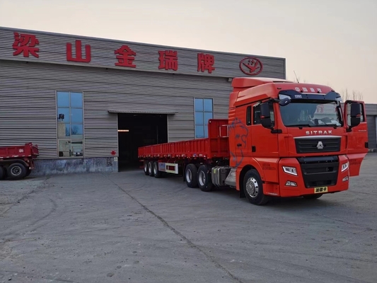 Container plat à 3 axes et semi-remorque à grande capacité pour camions polyvalents avec 1