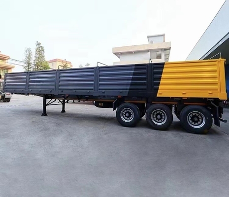 Semi-remorque à paroi latérale à trois axes, remorque à chargement en vrac de type clôture, de capacité de 5,5 tonnes