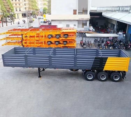Semi-remorque à paroi latérale à trois axes, remorque à chargement en vrac de type clôture, de capacité de 5,5 tonnes