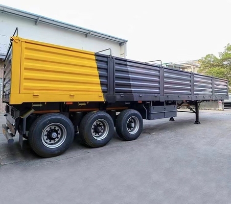 Semi-remorque à paroi latérale à trois axes, remorque à chargement en vrac de type clôture, de capacité de 5,5 tonnes