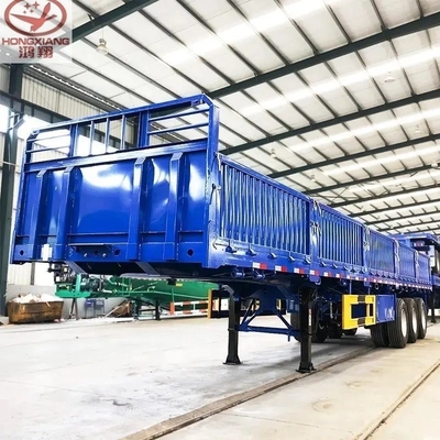 50 tonnes Lourd transport de marchandises 3 axes 13m remorque à plat avec mur latéral et clôture