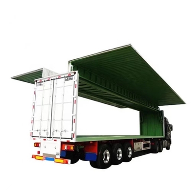 Semi-remorque de transport de conteneurs de type boîte en acier de 12 mètres avec aile de filateur