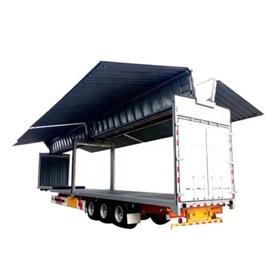 Semi-remorque de transport de conteneurs de type boîte en acier de 12 mètres avec aile de filateur