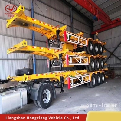 Container 40 ft à lit plat à lit bas cadre squelette semi-remorque clôture extensible en vrac