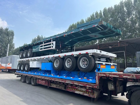 8.12.16 Pneus 3/4 essieu 60 tonnes conteneur de transport camions à plat semi-remorque