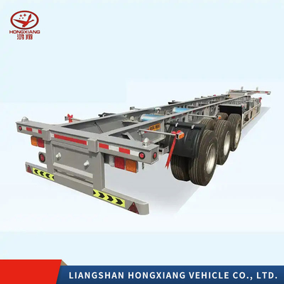 5.5 tonnes de conteneur transportant une remorque d'occasion 3 essieux squelette semi-remorque avec 1