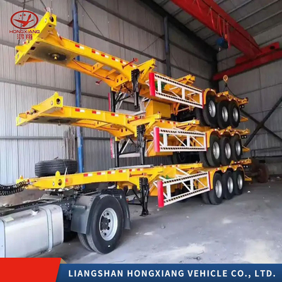 5.5 tonnes de conteneur transportant une remorque d'occasion 3 essieux squelette semi-remorque avec 1